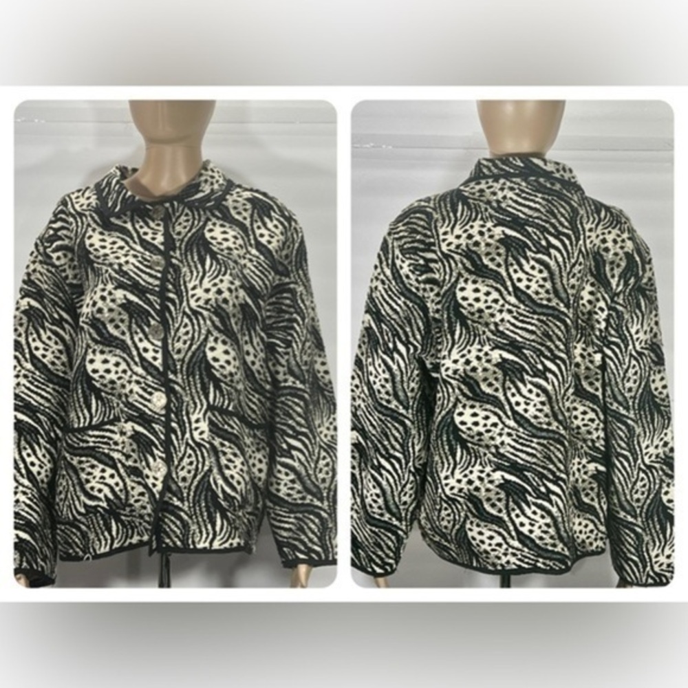 NEW WITHOUT TAGS JANE ASHLEY BLACK AND WHITE VINTAGE WOMEN S JACKET SIZE XL